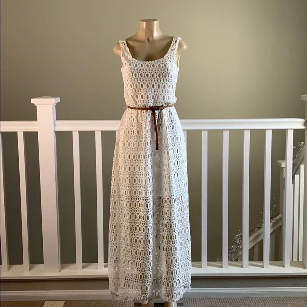 Luxology long maxi  dress color white size small